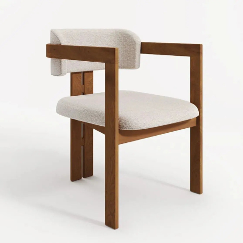 Chaise en Bois Massif et Tissu – Élégance Contemporaine et Confort