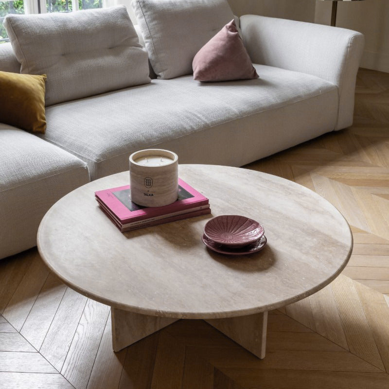 Table basse ronde en travertin Elektra
