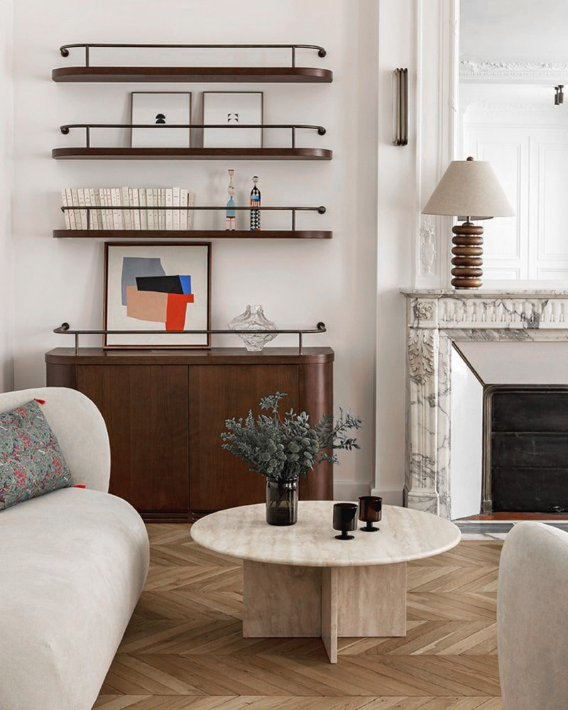 Table basse ronde en travertin Elektra