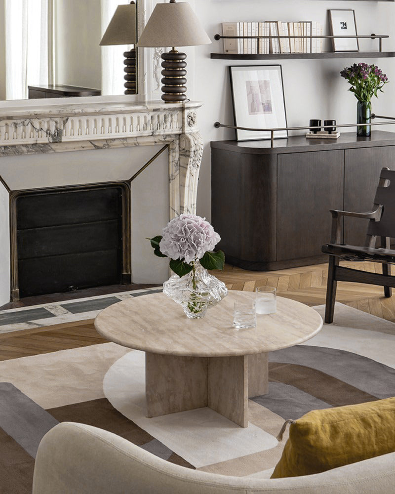 Table basse ronde en travertin Elektra